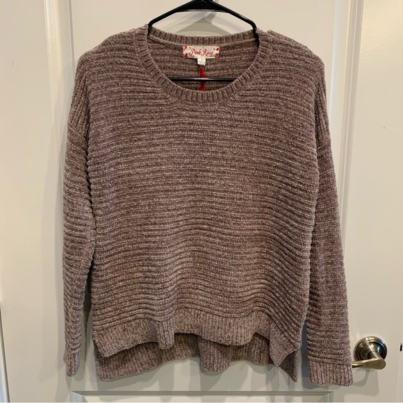 Pink Rose Sweaters - Chenille Sweater
